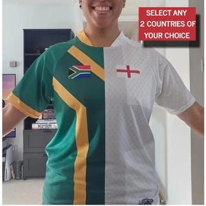 Half and Half Customizable Amolep Multinational Binational Rugby Jersey (Unisex)