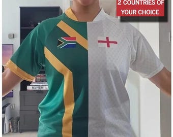 Half and Half Customizable Amolep Multinational Binational Rugby Jersey (Unisex)