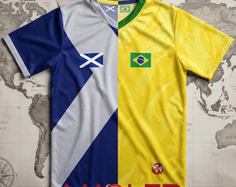 Custom "House Divided" Binational Jersey: Pick Any 2 Countries. Split Flag Soccer Shirt for Mixed Heritage & Dual Citizenship. Sportswear.
