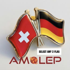 Gepersonaliseerde reversspeld met dubbele vlag • Gepersonaliseerde badge met gekruiste landvlaggen • Vriendschapsspeld van messing • Cadeau voor reizigers of verzamelaars