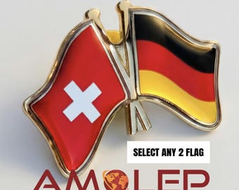 Custom Dual-Flag Lapel Pin • Personalized Crossed Country Flags Badge • Brass Friendship Pin • Gift for Travelers or Collectors