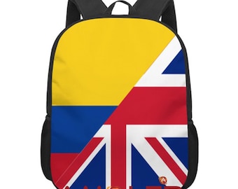 Custom Dual Flag Backpack • Binational School Bag • Two Country Travel & Student Backpack (Select any 2 Country Flags)