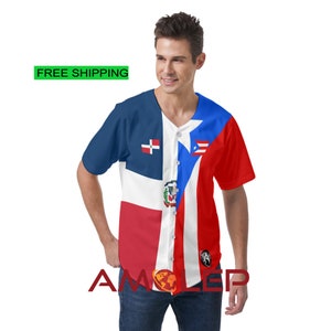 Jersey de béisbol binacional de República Dominicana y Puerto Rico (unisex)