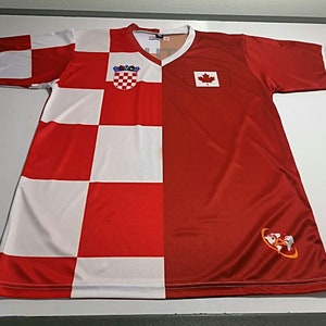 Half Croatia and Half Canada Amolep Multinational football/soccer Jersey