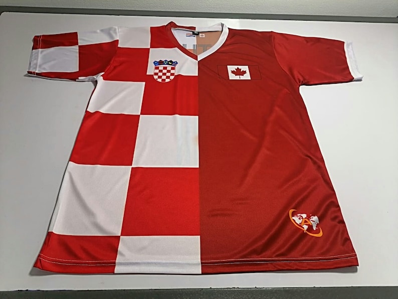 Hälften Kroatien och hälften Kanada Amolep multinationell fotbollströja bild 1