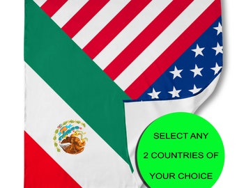 Dual Flag Double Nation/Combo half and half Bandana - Customizable (Select any 2 Countries of your choice)