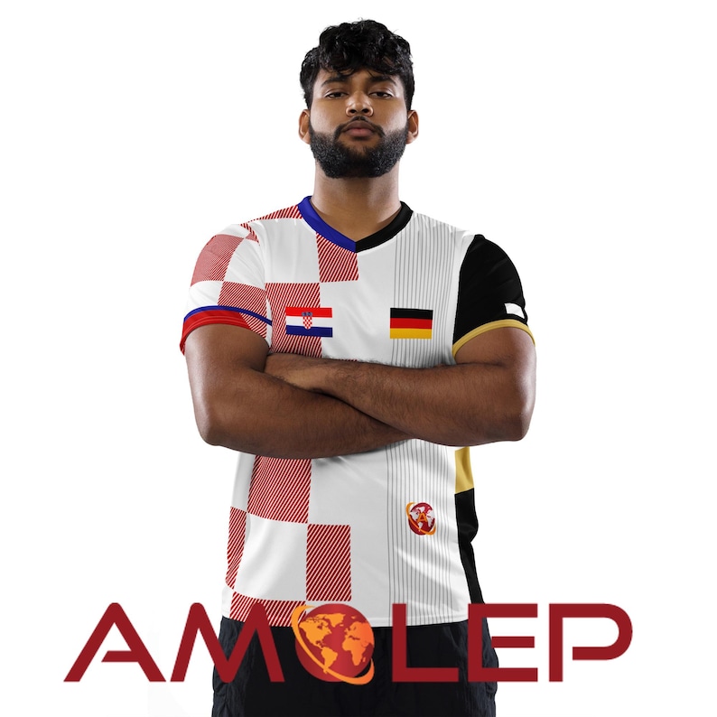 Camiseta de fútbol unisex Amolep Multinacional Binacional, mitad Croacia y mitad Alemania imagen 5