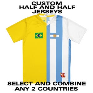 Half and Half Customizable Amolep Multinational Unisex Binational football /soccer Jersey