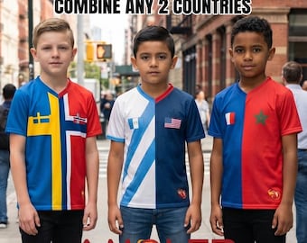 Half and Half Customizable Amolep Multinational Kids football /soccer Jersey