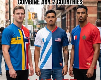 Half and Half Customizable Binational Amolep Multinational football /soccer Jersey