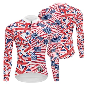 Double/Combo Flag Half and Half Cycling Jerseys Long Sleeve Top - Customizable (Select any 2 Countries of your choice)