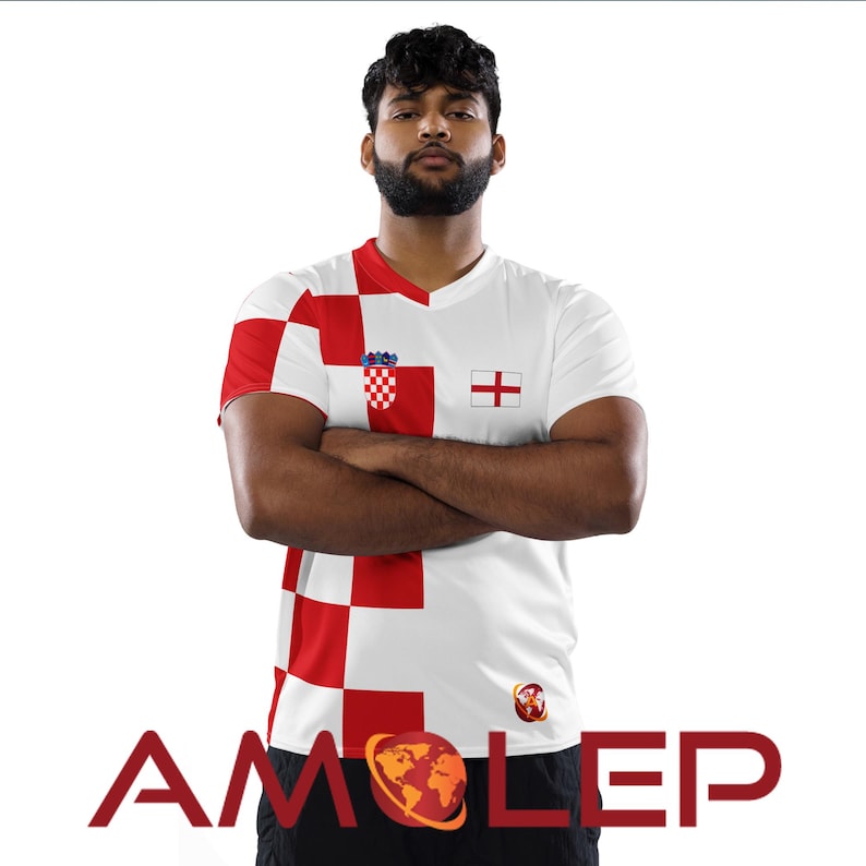 Camiseta de fútbol unisex binacional mitad Croacia mitad Inglaterra imagen 5