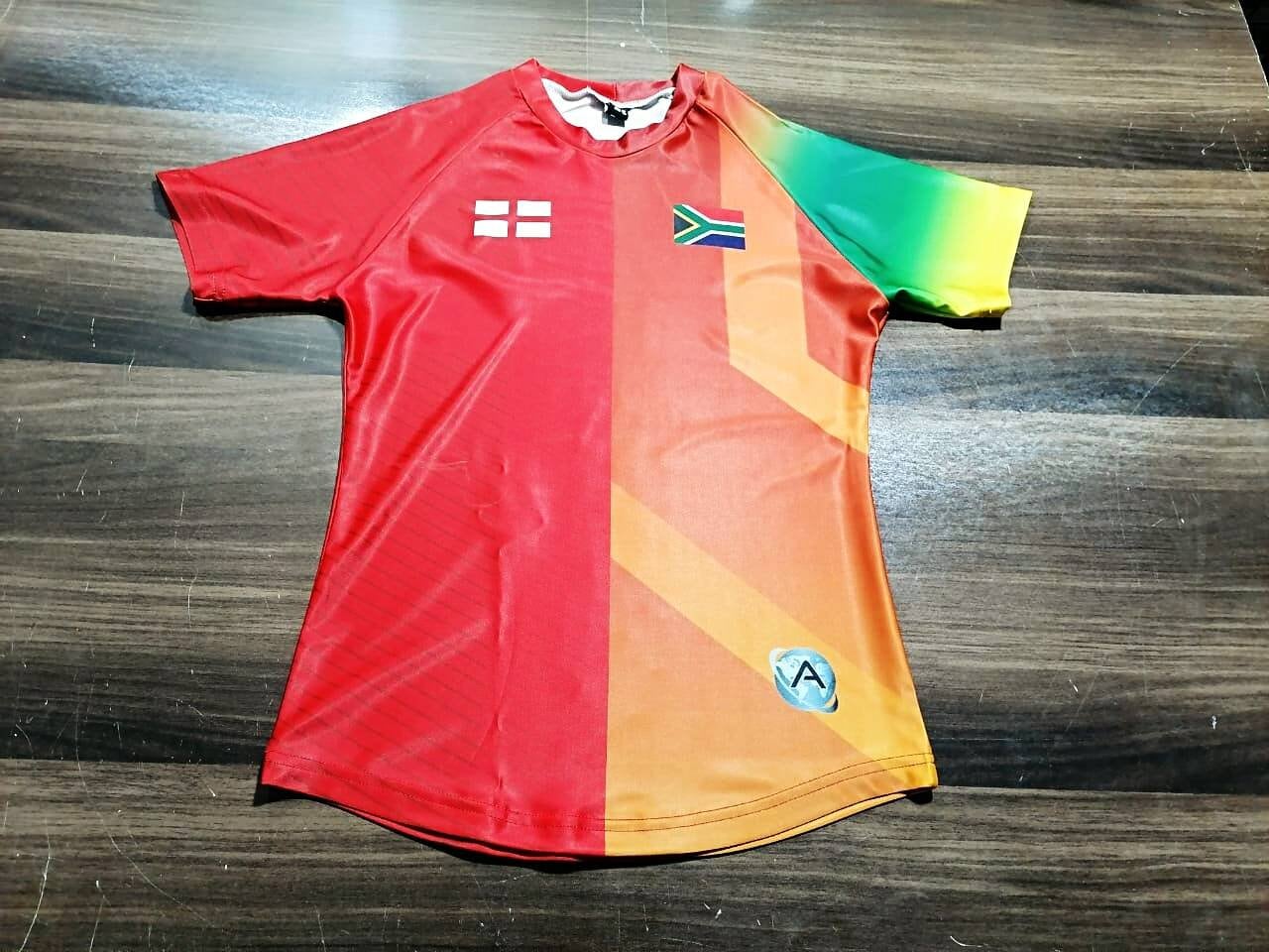 Half England and half South Africa multinational rugby jersey