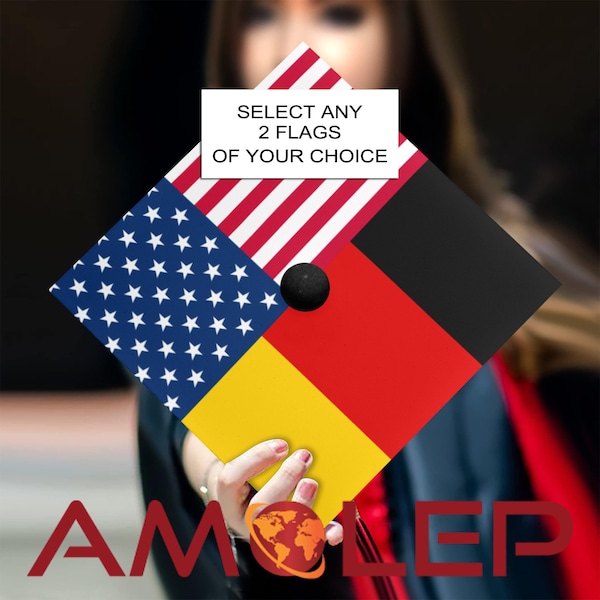 Custom Personalisable Half and Half Dual/Double Nation/Flag Graduation Cap | Grad Cap Design | Custom Graduation Cap