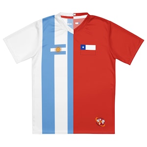 Half Argentina Half Chile Soccer/Football Unisex Jersey (Personalisable) Soccer Gift, Football Gift
