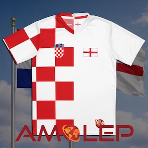 Camiseta de fútbol unisex binacional mitad Croacia mitad Inglaterra imagen 1
