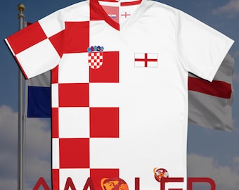 Half Croatia Half England Binational Unisex Soccer/Football Jersey