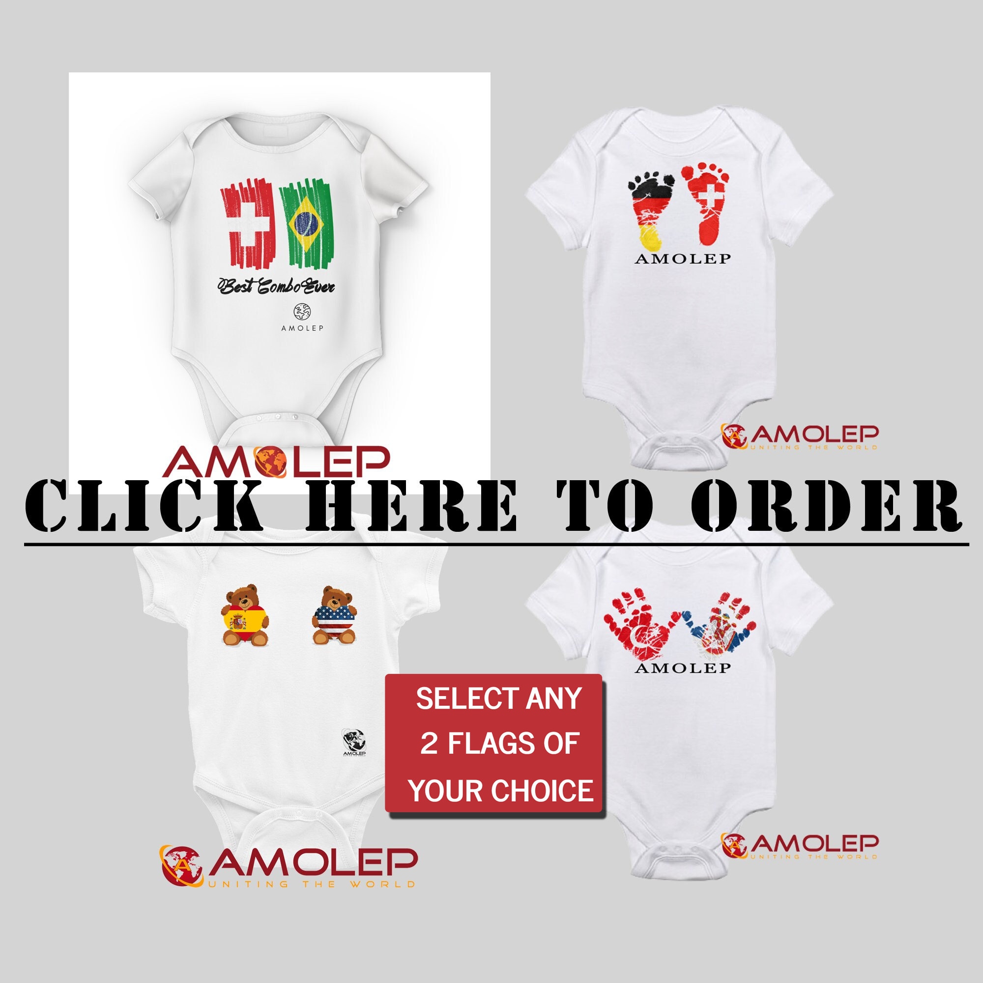 Double/Combo Flag Half and Half Baby /Bodysuit - Customizable (Select any 2 Countries of your choice)