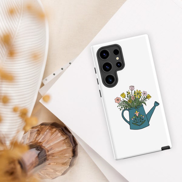 Étui Samsung cadeau pour les mamans ou les amateurs de jardins fleuris avec bouquet d'arrosoirs Convient pour Samsung Galaxy S23 S24 Plus et Ultra