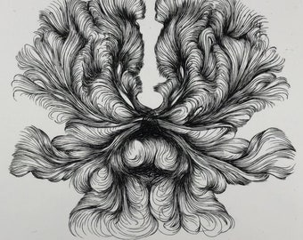 Engraving of an ornament, original hand-made print