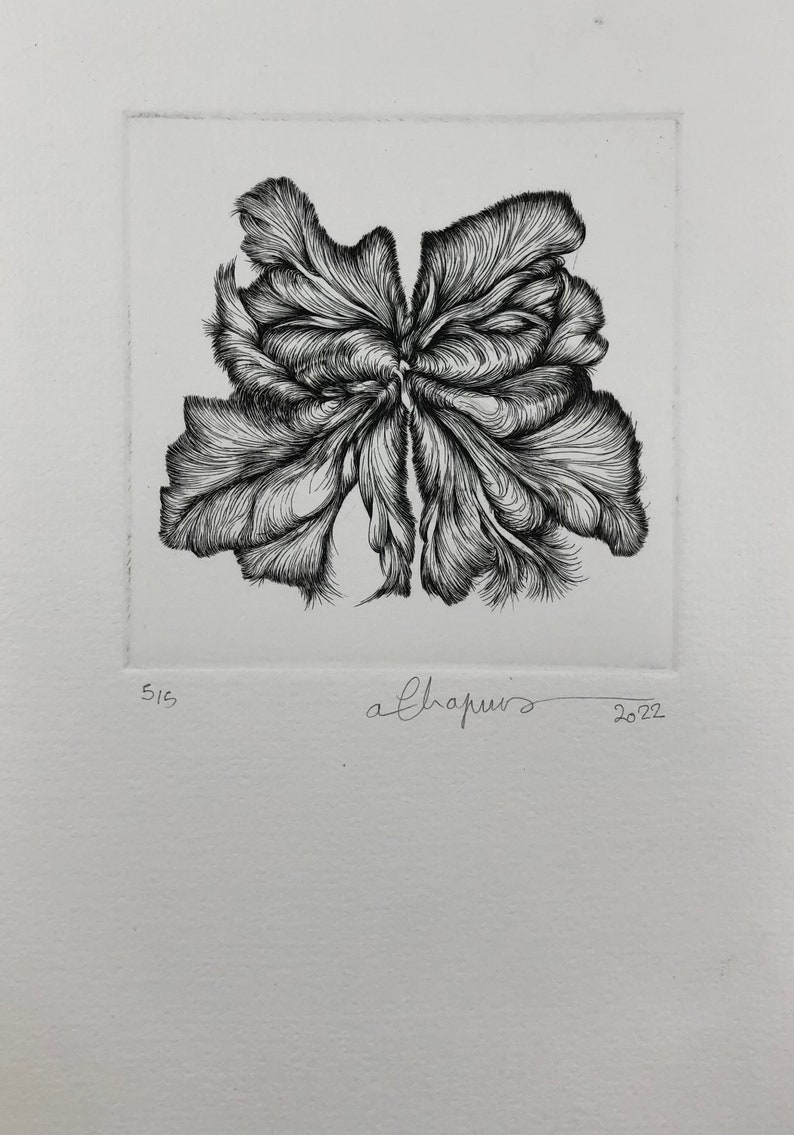 Engraving of a plant ornament, original hand-made print image 2