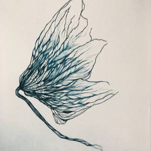 Etching / Original print / dried leaf III / chisel engraving / drypoint image 2