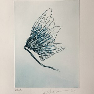 Etching / Original print / dried leaf III / chisel engraving / drypoint image 1