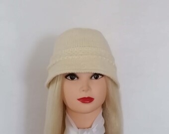 Crochet Women Hat  Brimmed. Hand Knit Panama hat. Ear warmer. Head accessory. Winter Helmet. Mother's day gift. Girl Beanie hat.