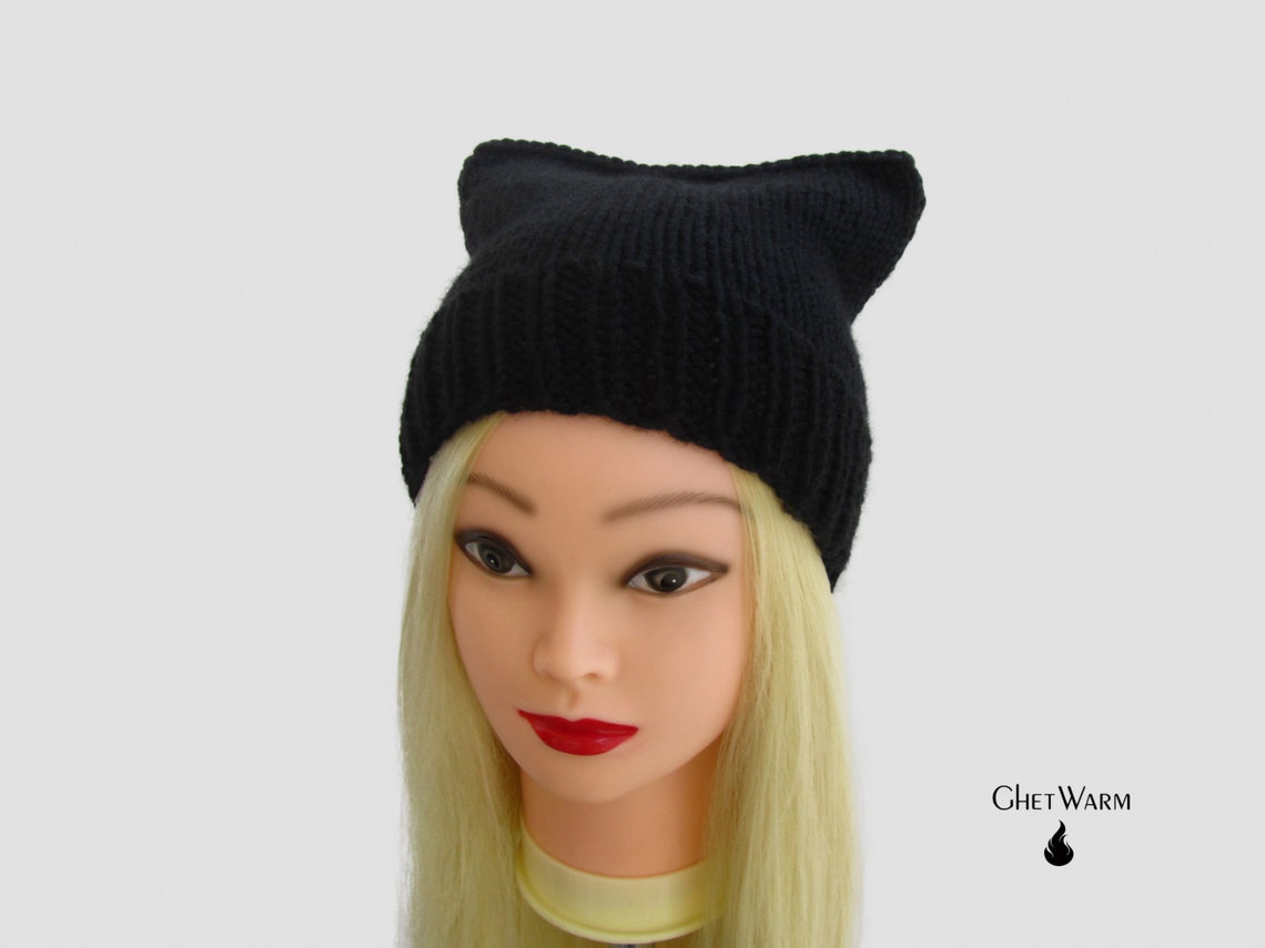 Cat Hat Kitty Ears Hat Cat Beanie Black Cat Hat Animal - Etsy