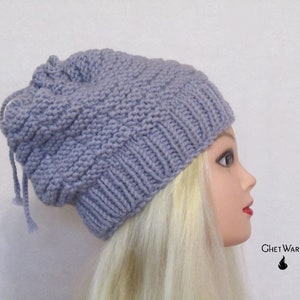 Wool Handmade Knitten Hat Transformer Scarf. Hair Bows. Gray Women Hat Transformer. Head Accessories. Ear Warmer. Winter Headdress. image 7