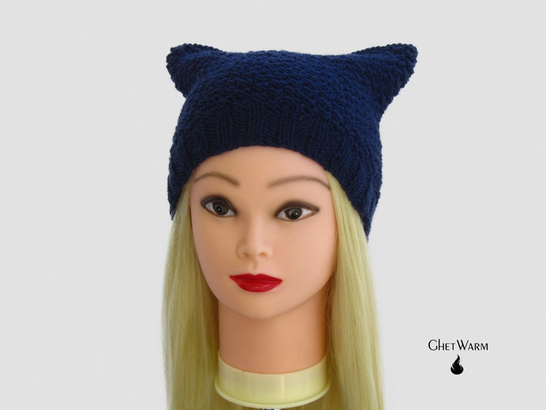 Cat Hat Blue Knit Cat Hat Cat Beanie Gift for Her Hat Cat Etsy