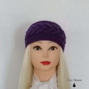 Purple Handmade Knit Ear Warmer. Yoga Headbands. Hair Accessories. Knit turban. Knitted Headbands For Women. Gift for girls.