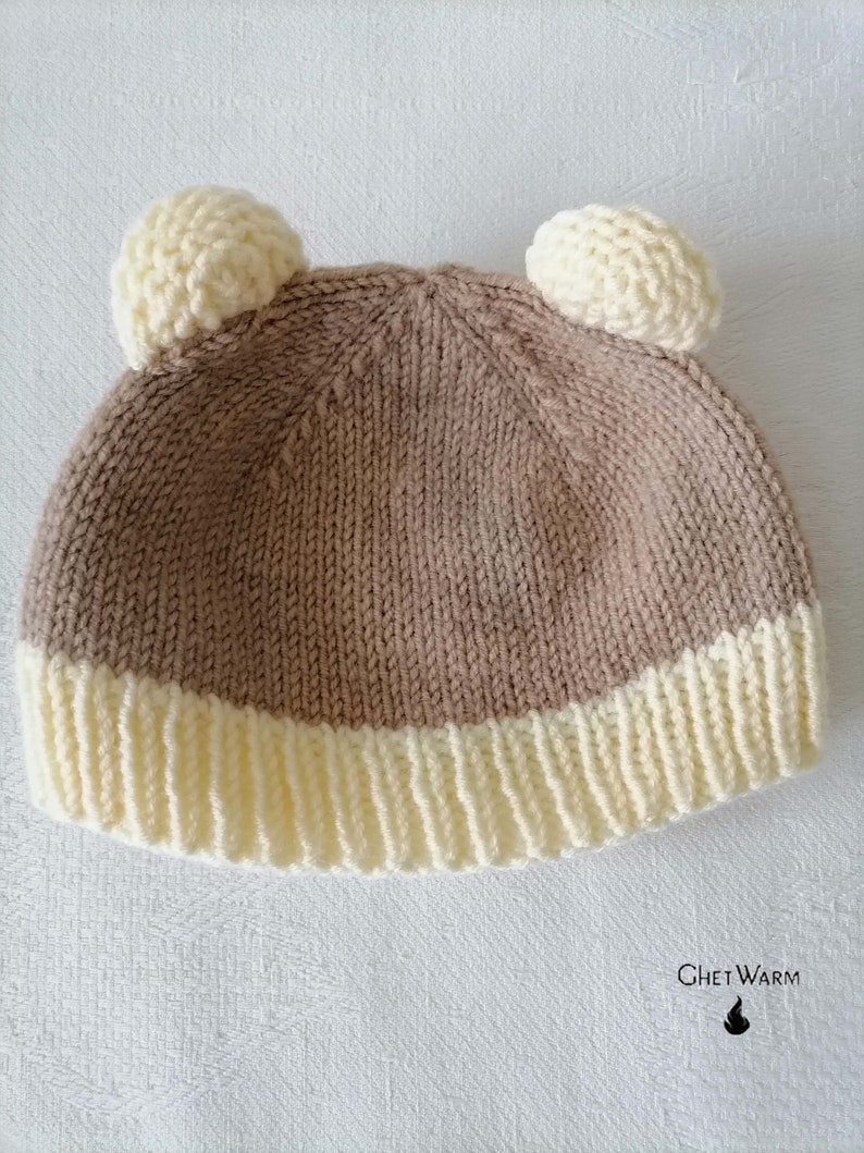 Children's Knitted Hat With Bear Ears. Warm Hat. Knitted Baby Clothes