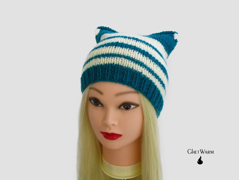 Cat Hat Cat Beanie Girls Hats Animal Ear Knit Cat Ear Hat Etsy