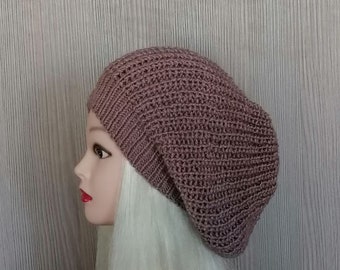 Wool knitten handmade Beanie hat. Oversized knitting. Winter Slouchy Beanie Hat. Head Warmer. Hand Knit Hats. Chrochet Women's beanie Hats.