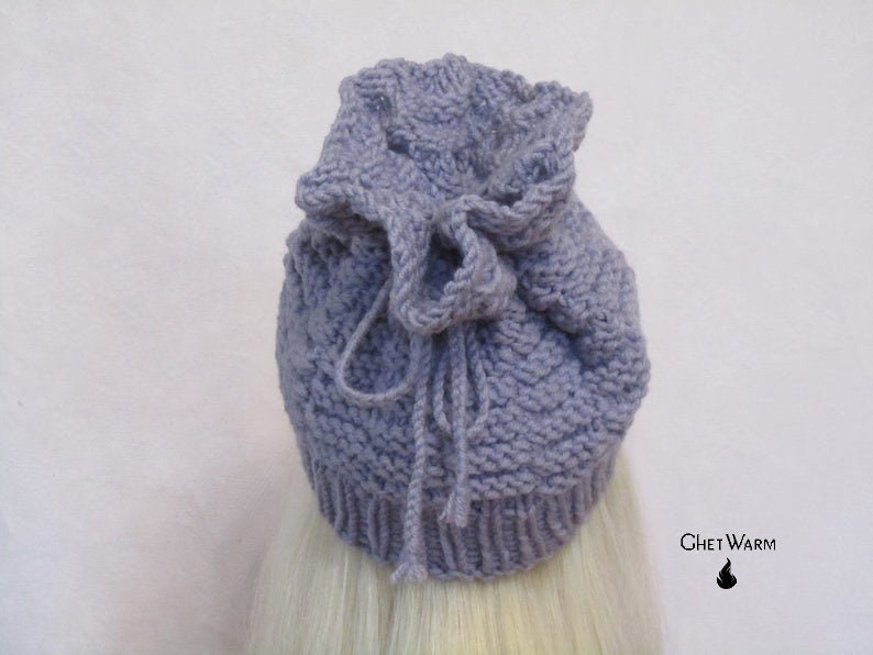 Wool Handmade Knitten Hat Transformer Scarf. Hair Bows. Gray Women Hat Transformer. Head Accessories. Ear Warmer. Winter Headdress. image 4