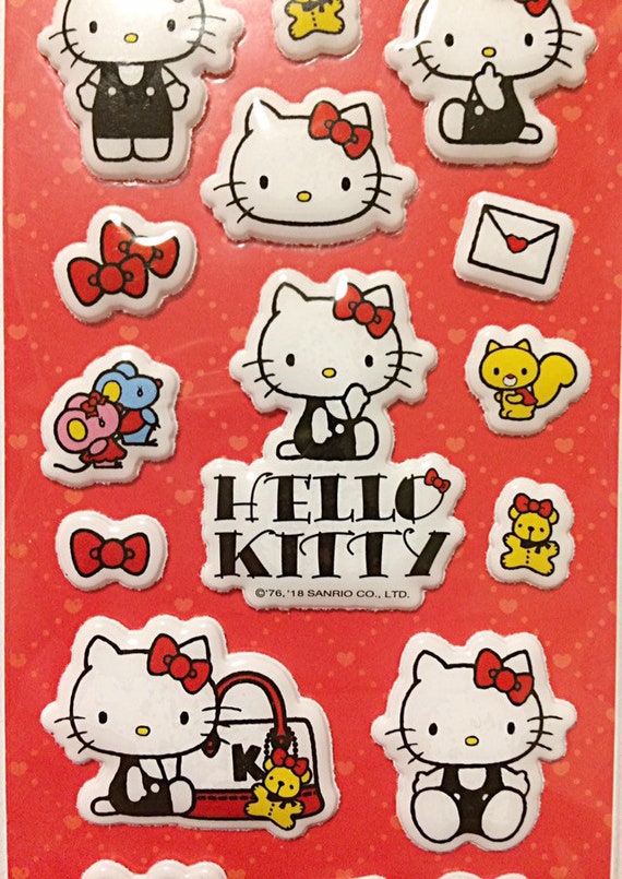 Sanrio Hello Kitty Stickers Hard Plastic Glitter Clock