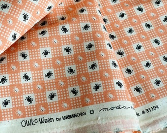 Orange Halloween Spider Fabric, Price Per Yard, Owloween Fabric by Urban Chiks for Moda