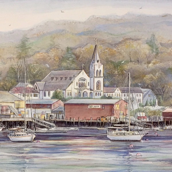 Harbor Scene Art Etsy