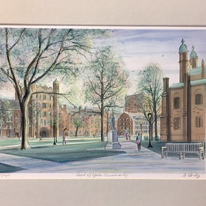 Yale University, wall art of private Ivy League university in New Haven, Connecticut, great graduation gift , 11x14 matted., easy to frame image 2