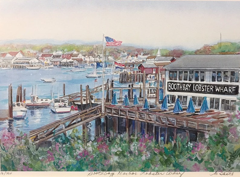 Boothbay Harbor Lobster Wharf Wall Art Coastal Maine Framable Etsy