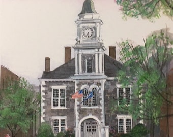 Litchfield County Courthouse, wall art of historic building serving since 1888, 11”x14”matted print by Marilyn Davis Hardy