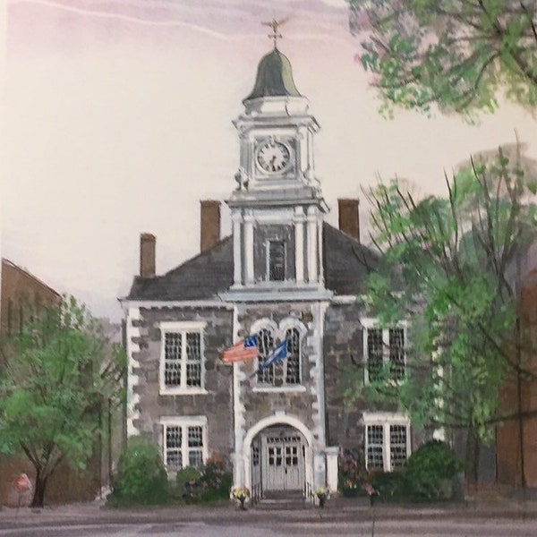 Litchfield County Courthouse, wall art of historic building serving since 1888, 11”x14”matted print by Marilyn Davis Hardy