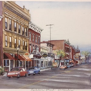 Saugerties New York, Partition Street, beautiful downtown wall art of Ulster County town along Hudson River, from original painting. image 3