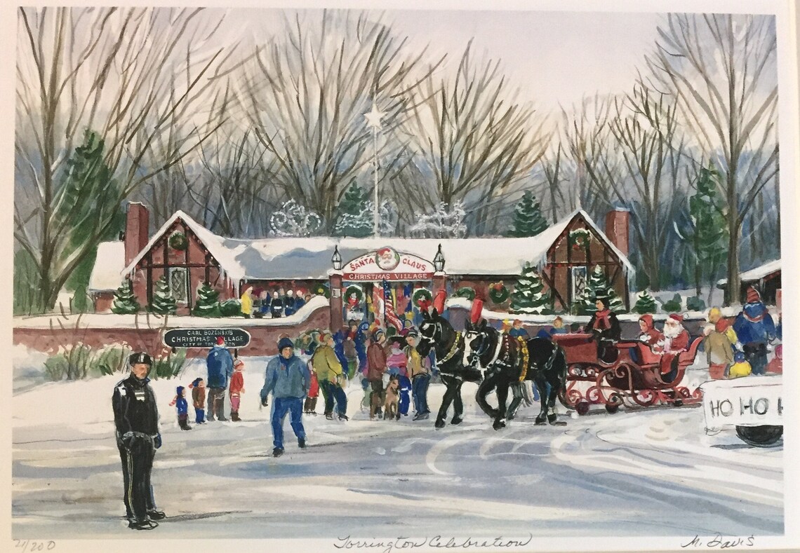 Torrington Celebration wall art of Christmas Village a Etsy