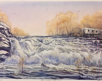 Great Falls, wall art of destination in Falls Village along Housatonic River between Salisbury and Falls Village by Gerald Hardy