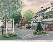 Essex in Spring, Wall art of the Griswold Inn, classic American restaurant in a colonial-style hotel. Destination in historic seaport .