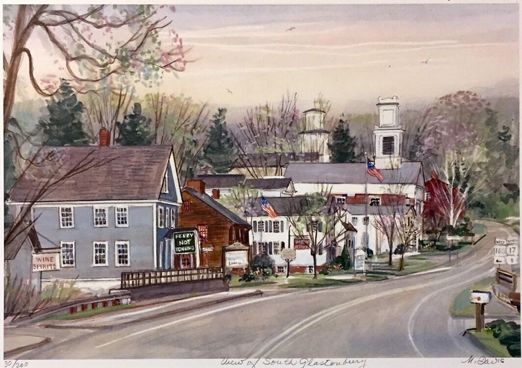 South Glastonbury Wall Art of Downtown Section of Glastonbury Etsy
