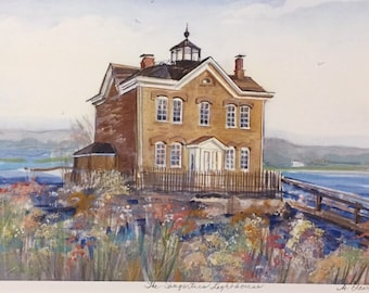 Saugerties Lighthouse, wall art of Hudson River light accessible only by boat or half mile walking trail,Restored as a bed and breakfast.