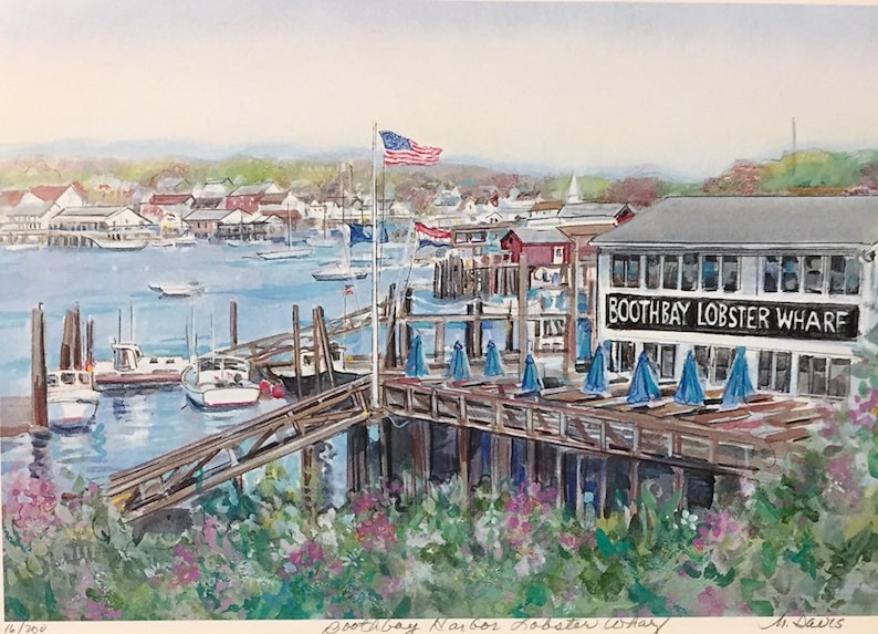 Boothbay Harbor Lobster Wharf Wall Art Coastal Maine Framable Etsy